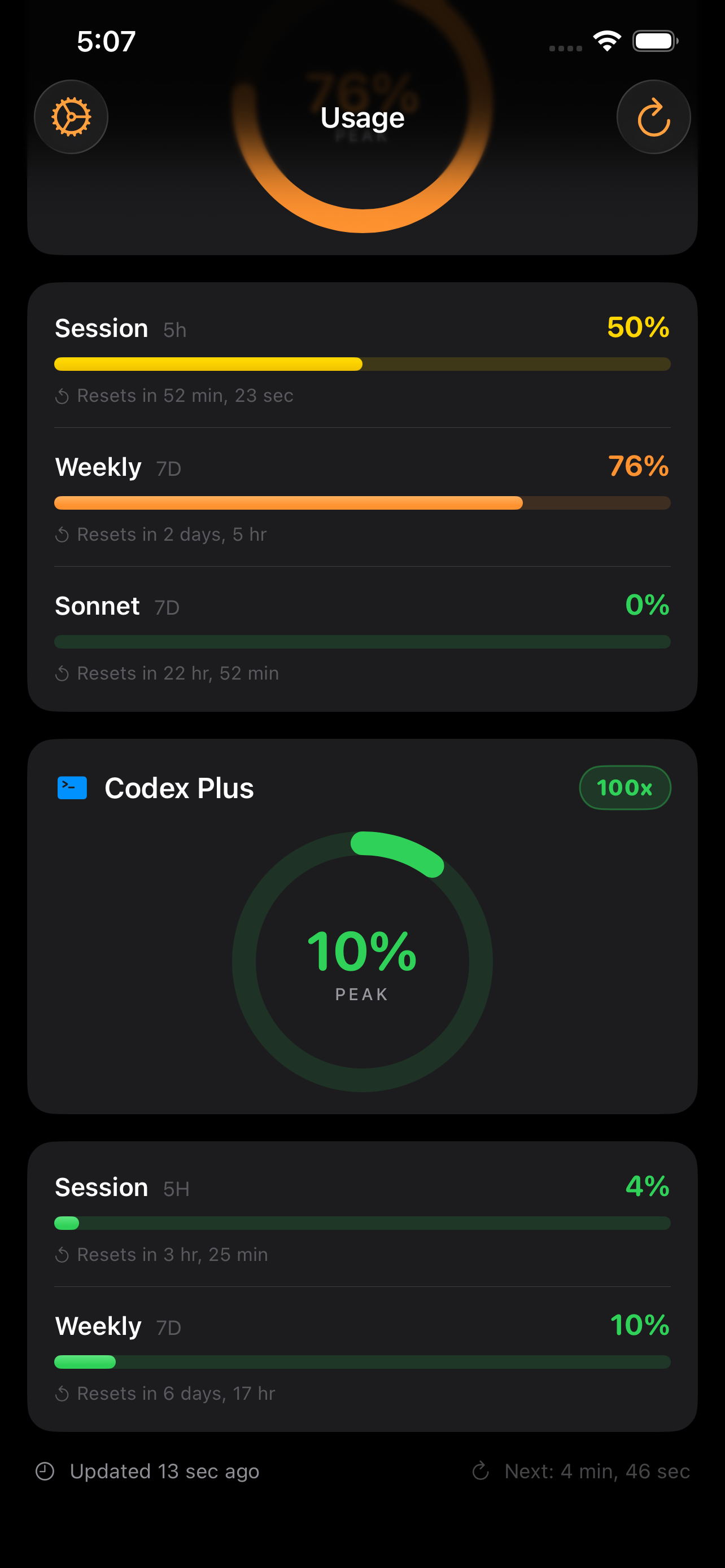 Model Usage iPhone 6.5-inch codex screenshot