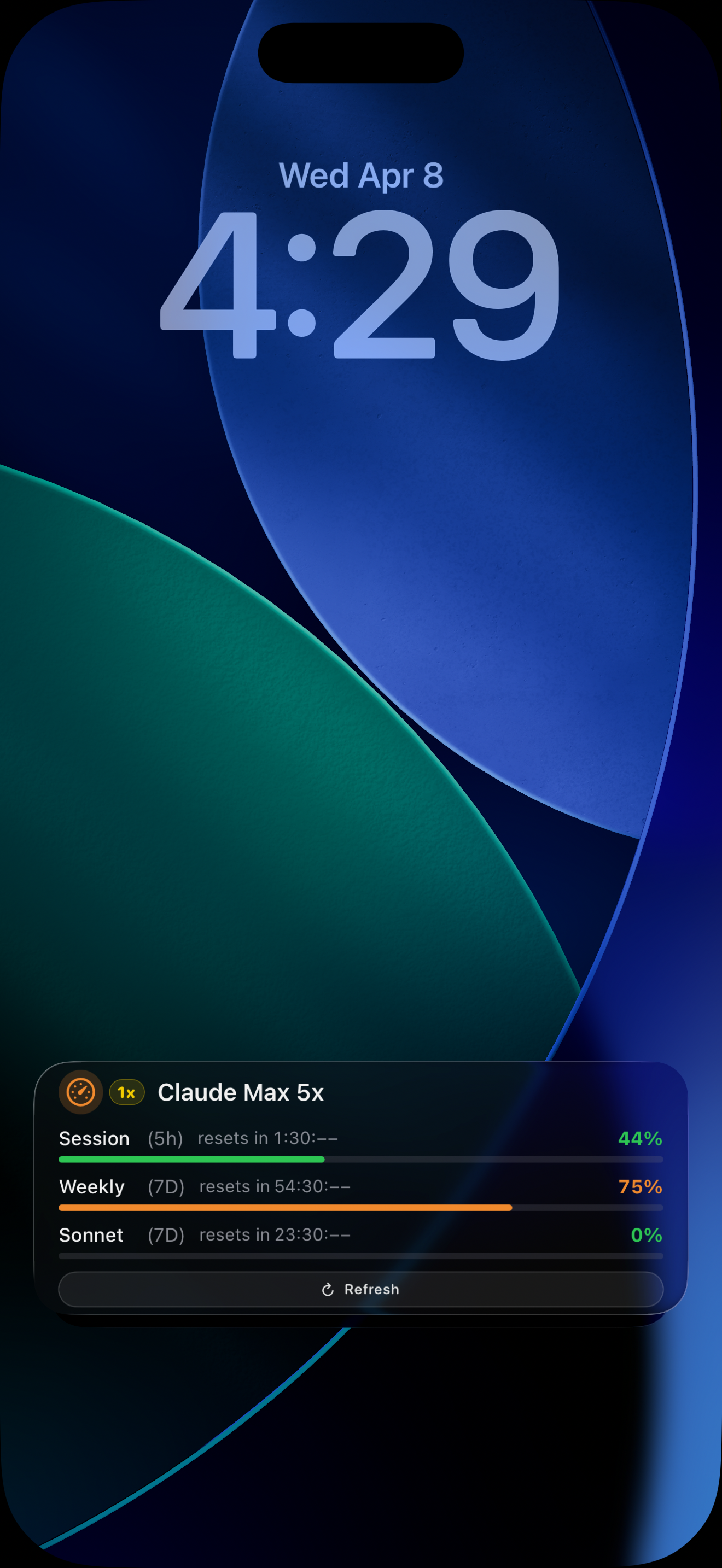 Model Usage iPhone lock screen screenshot