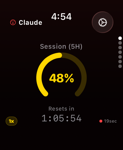 Model Usage watchOS session screenshot